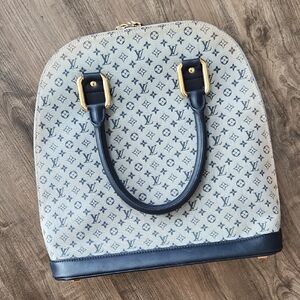 LOUIS VUITTON Monogram Mini Alma-O Hand Bag Canvas blue